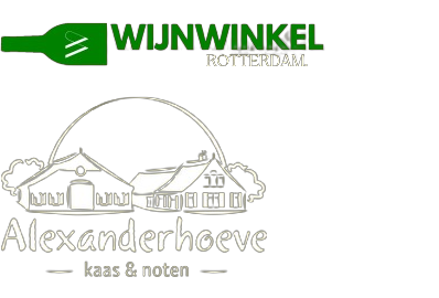 Logo van wijnwinkel Rotterdam en Alexanderhoeve kaas & noten